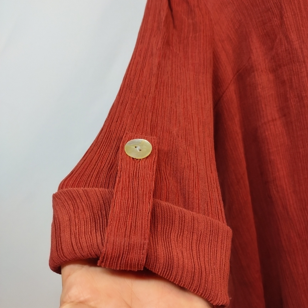 Women's Rust Button-Up Blouse - Picture 7 of 12